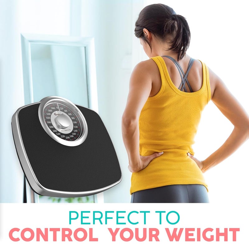 Adamson A25 Scales for Body Weight - Up to 400 LB - New - 5.3" Dial on 12.4" x 10.2" Platform - Anti-Skid Rubber Surface - Bathroom Scale Analog - Durable with 20-Year Assurance - Silver - Image 4